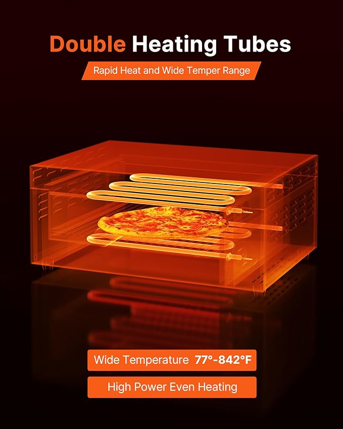 VEVOR Electric Pizza Oven, 18-Inch Commercial Pizza Ovens, 842°F Max Temp, 1740W Large Pizza Oven Countertop with Temp & Time Control, Built in Thermometer Indoor Pizza Maker for Restaurant Home Use