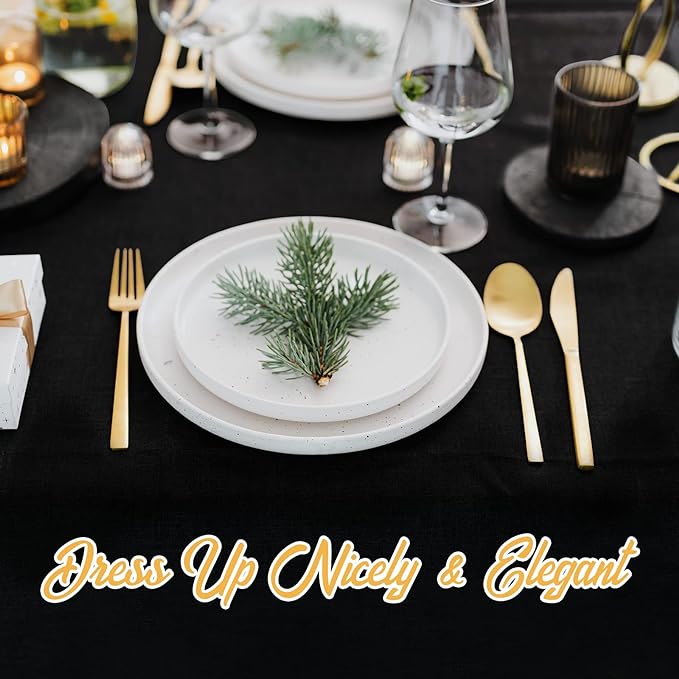 BRILLMAX 4 Pack Black Round Tablecloths 120 Inch - Circle Bulk Linen Polyester Fabric Washable Table Cloth Cover for Wedding Reception Banquet Birthday Party Buffet Restaurant