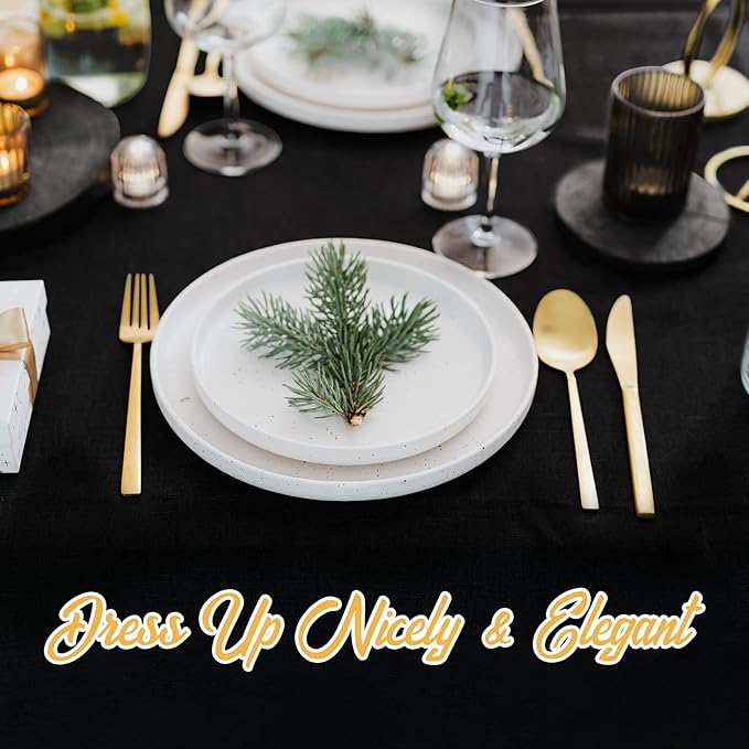 BRILLMAX 4 Pack Black Round Tablecloths 108 Inch - Circle Bulk Linen Polyester Fabric Washable Table Cloth Cover for Wedding Reception Banquet Birthday Party Buffet Restaurant