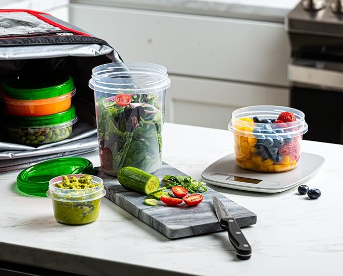 (4 Ounce 20 Pack) Twist cap Containers Clear Bottom With Green Top Screw on Lids Twist Top Food Storage Freezer Containers