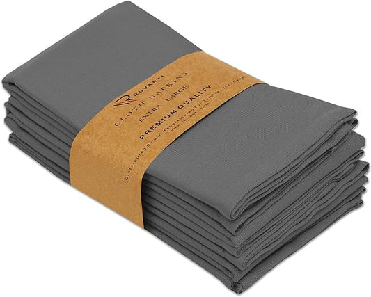 Ruvanti Cloth Napkins Set of 6, 18x18 Inches Napkins Cloth Washable, Soft, Durable, Absorbent, Cotton Blend. Table Dinner Napkins Cloth for Hotel, Lunch, Restaurant, Wedding Parties - Charcoal Grey