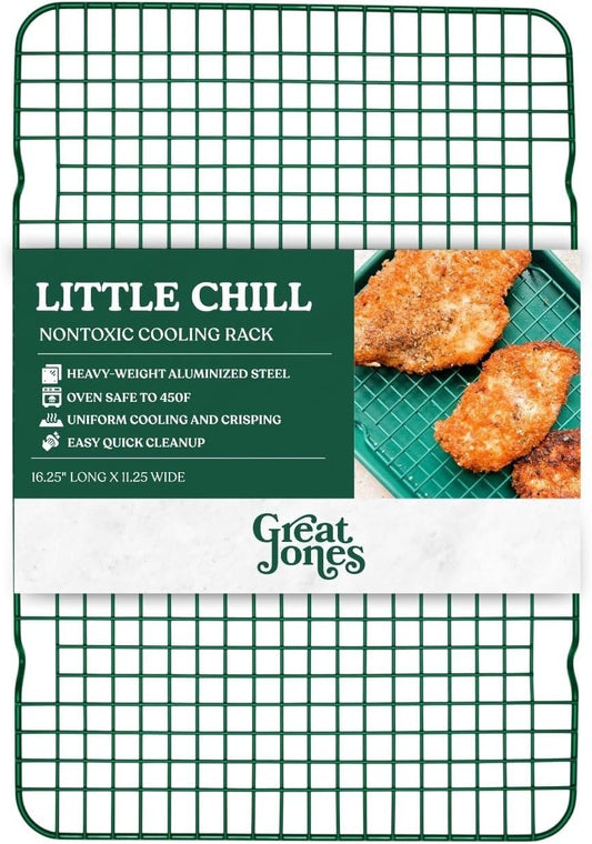 Great Jones Little Chill Wire Cooling Rack (Broccoli) | Nonstick Baking Rack, Heavy-Duty Aluminized Steel | Fits Quarter-Sheet Pans for Cooking and Baking | Oven-Safe 450°F, Dishwasher-Friendly