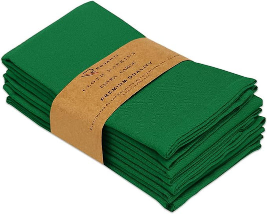 Ruvanti Cloth Napkins Set of 6, 18x18 Inches Napkins Cloth Washable, Soft, Durable, Absorbent, Cotton Blend. Table Dinner Napkins Cloth for Hotel, Lunch, Restaurant, Wedding Parties - Dark Green