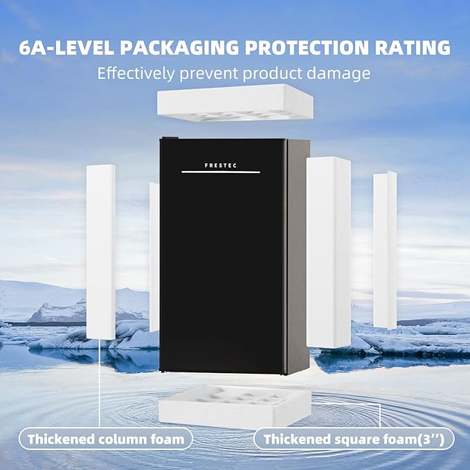 Frestec 3.2 Cu. Ft. Mini Fridge with Freezer Small Refrigerator, for Bedroom, Single Door, Energy Saving, Low Noise,for Office (black)