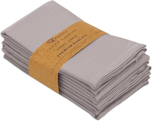 Ruvanti Cloth Napkins Set of 6, 18x18 Inches Napkins Cloth Washable, Soft, Durable, Absorbent, Cotton Blend. Table Dinner Napkins Cloth for Hotel, Lunch, Restaurant, Wedding Parties - Coffee Grey