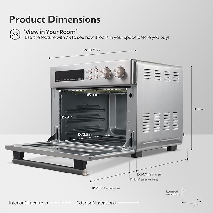 Retro Style Infrared Heating Air Fryer Toaster Oven, Extra Large Countertop Convection Oven 10-in-1 Combo, 6-Slice Toast, Enamel Baking Pan Easy Clean with Recipe Book, Green Color