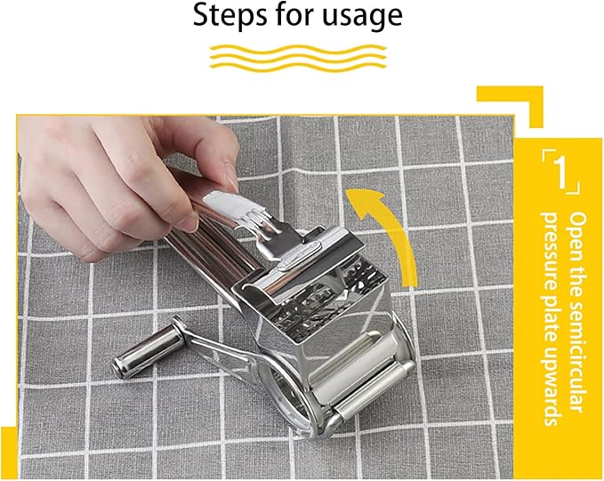 Cheese Grater with Handle, Stainless Steel Multipurpose Food Vegetable Potato Hand Grater for Grating and Shredding Hard Cheese, Chocolate, Medium, Walnuts, Potato, Carrot