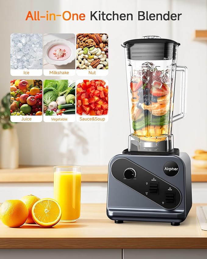 Blender for smoothies, 2000 Peak Watts professional blender, 68oz Large Capacity with 27oz TO-GO cup, Best blenders for kitchen to make smoothies, soups, jams&More, Dishwasher Safe, BPA Free