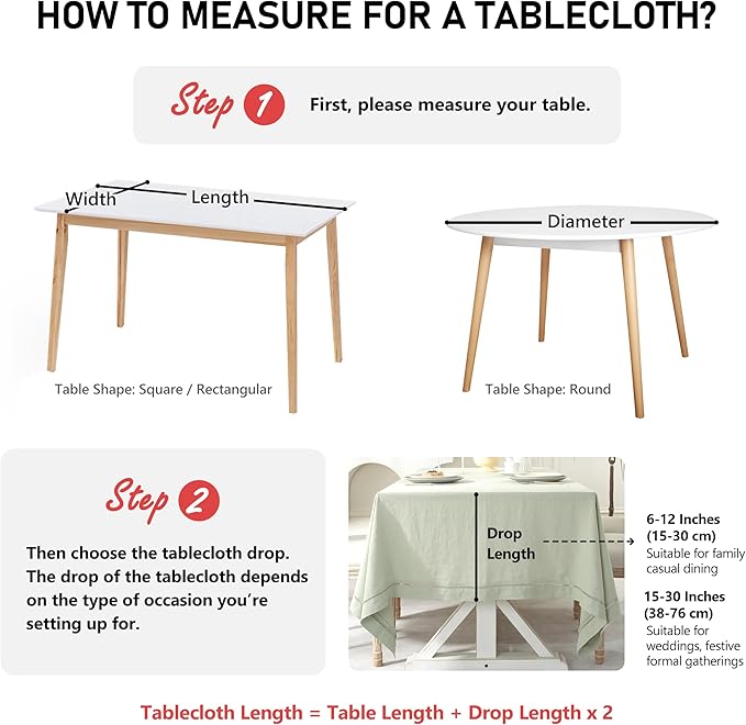 Linen World Ruffle Linen Tablecloth, 100% French Linen Natural Tablecloth 120" x 60" Inch, Washable Rectangular Tablecloth for Dining, Outdoor, Weddings and Restaurants, Decorative Valentine Easter