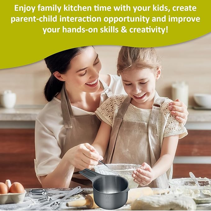 1/8 Cup (30 ml | 1 oz | 30 cc) Stainless Steel Measuring Cup, Metal Measuring Cup for Cooking & Baking(Black)