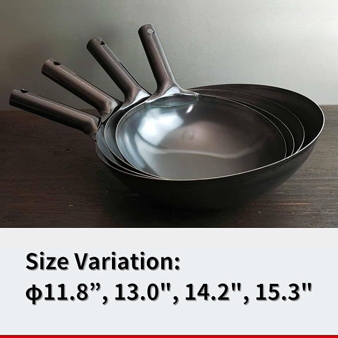Kanda Iron Beijing Wok - Lightweight and Durable - Perfect for Authentic Japanese Cooking - 14.2 inch 36cm