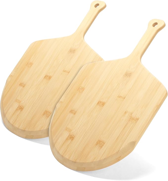 Pizza Spatula Paddle 12 inch, 2Pcs Bamboo Pizza Peel, Bamboo Pizza Spatula Paddle Pizza Paddle