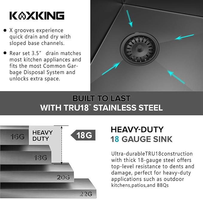 15x20 Inch Black Drop In Bar Sink, 18 Gauge T-304 Stainless Steel Single Bowl Topmount Sink with Grid & Drain, Black for Home/RV/Office