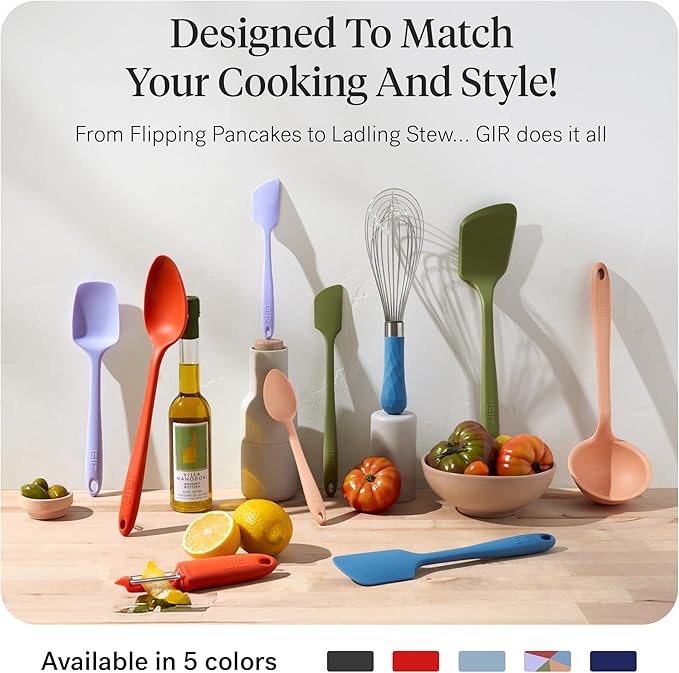 GIR: Get It Right 10-Piece Silicone Ultimate Kitchen Utensil Set – Spatulas, Ladle, Flip, Spoons, Whisk, Peeler & Spoonula – Nonstick, Non-Toxic, Heat-Resistant – Mediterranean