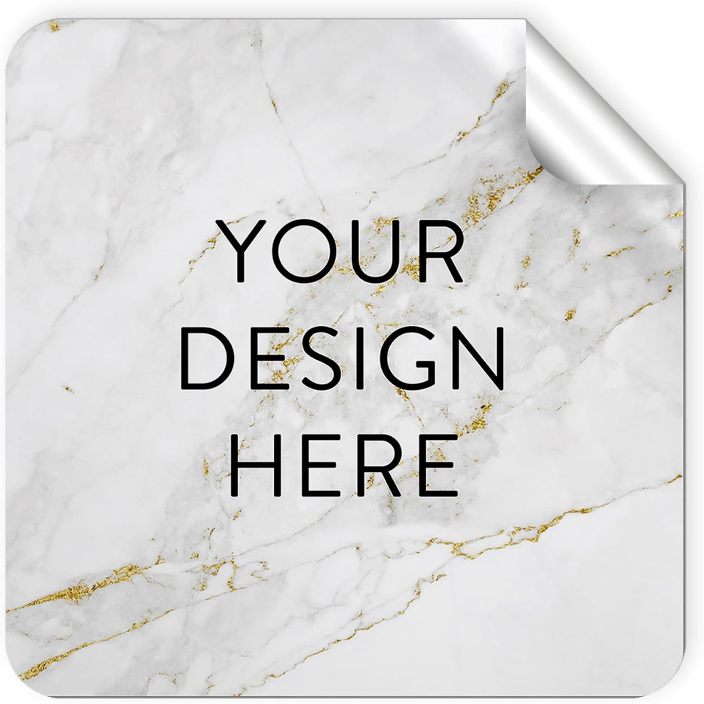 100 Custom Vinyl Stickers - Upload Your own Image, Text, Design, Logo - Personalized Logo Labels for Handmade, Packaging, Bottle, Jars, Candle, Brand Stickers (Gold Marble, 1.5x1.5 Square)