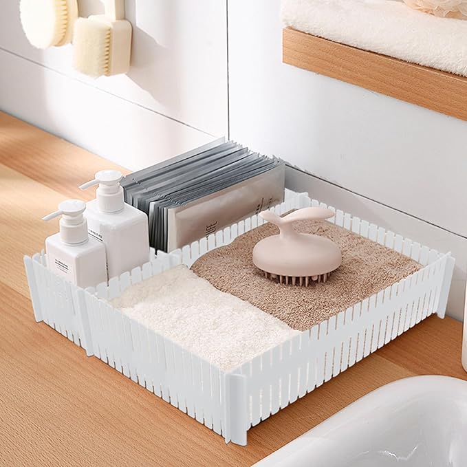 100 PCS Premium DIY Drawer Dividers, White, Adjustable Drawer Organizers for Perfectly Organized Drawers, Tidying Makeup, Clothes, Underwear, Cutlery, Kitchen, Bathroom, Bedroom, Office