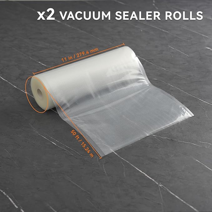 11" x 50' Vacuum Sealer Rolls, 2 Pack-Ideal for Food Storage, Sous Vide, and Meal Prep, Keep Food Fresh and Nutrients, Wevac Lite