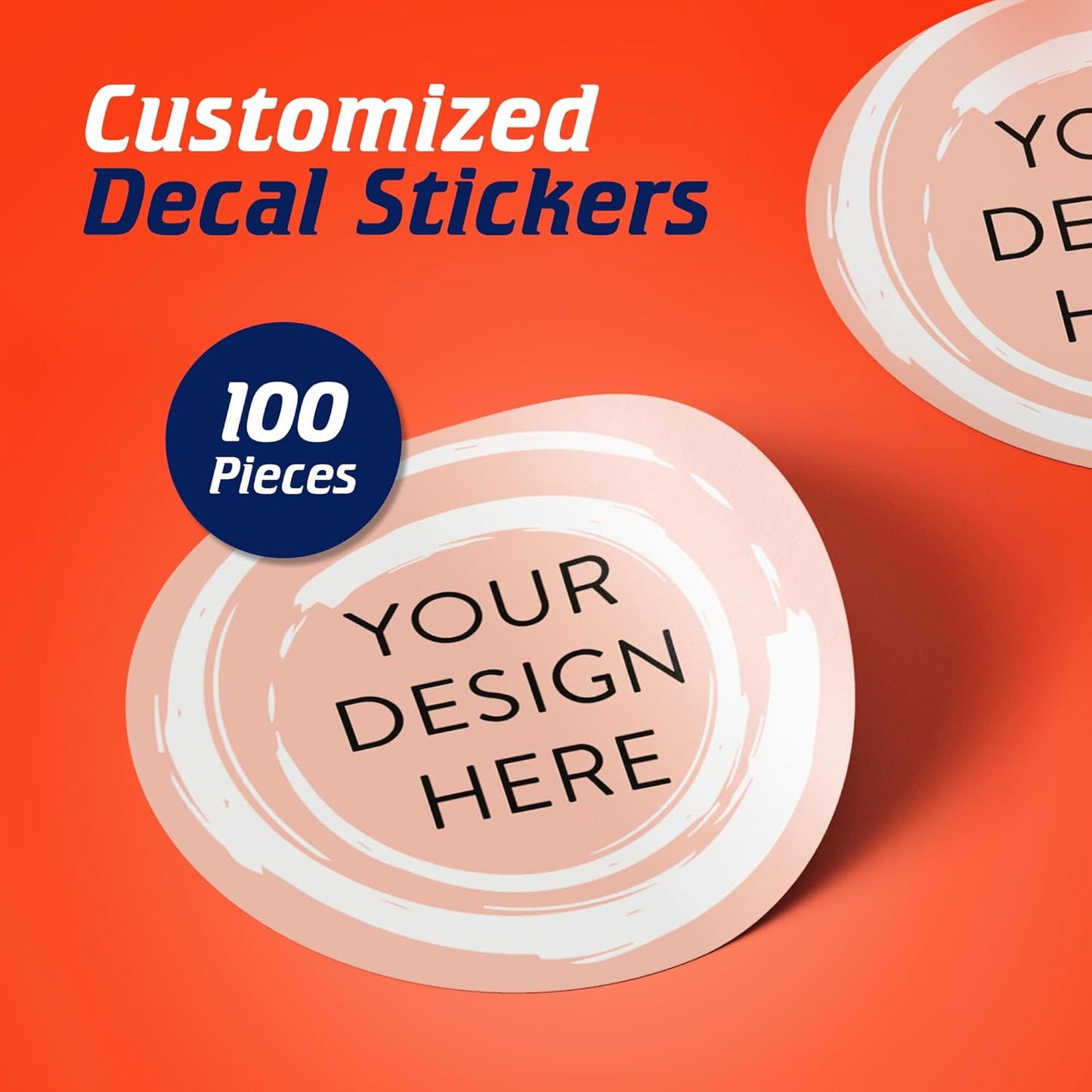 100 Custom Vinyl Stickers - Upload Your own Image, Text, Design, Logo - Personalized Logo Labels for Handmade, Packaging, Bottle, Jars, Candle, Brand Stickers (Peach, 1x1)
