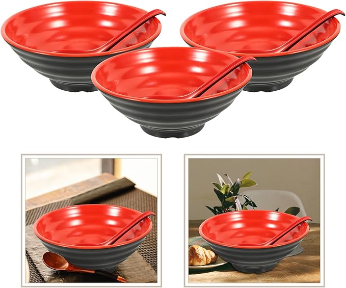 Vintage Ramen Bowl Set Multi-use Noodle and Rice Bowls with Premium Sturdy Material for Instant Noodles Desserts and Asian Dishes Kitchen Tableware with Fine Craftsmanship