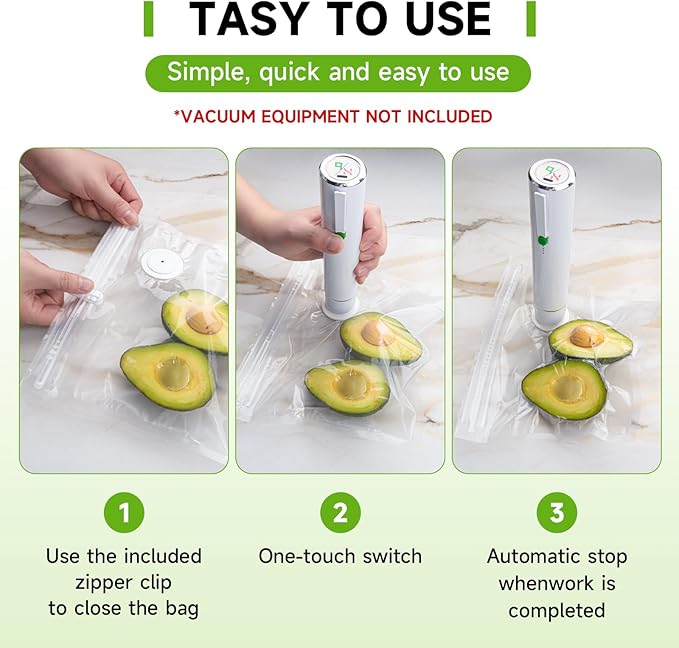 Vacuum Sealer Bags, 40 Reusable Vacuum Sealer Bags for Food Storage, BPA-Free, Meal Prep and Sous Vide Cooking,Works for Handheld Sealer and Vac Sealer Machine with External Vacuum Systems