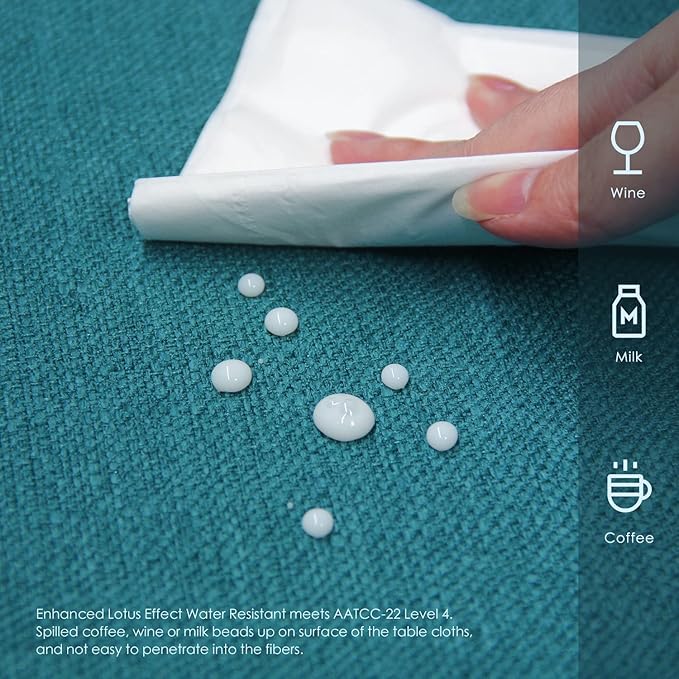 BALCONY & FALCON Square Tablecloth - Small Waterproof Table Cloth, Wrinkle Resistant Table Cover Linen Fabric Tablecloths for Dining Kitchen Wedding and Outdoor Decoration (Teal, 47"x47")