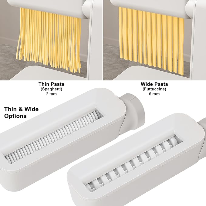 Electric Pasta Maker, 3-in-1 Pasta Maker Machine Includes Pasta Roller Spaghetti Cutter & Fettuccine Cutter with Cleaning Brush, Noodle Maker for Home Use, White