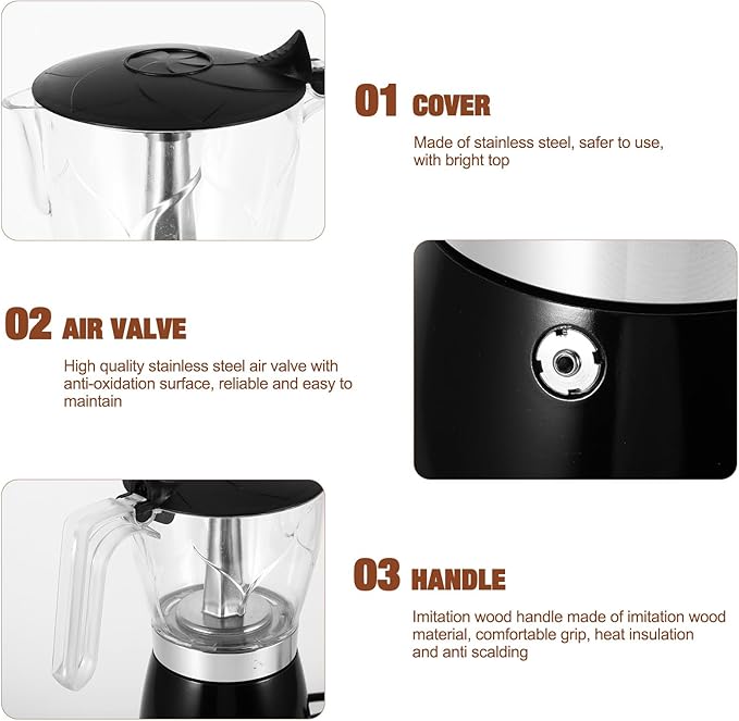 AOZBZ Coffee Pot Electric Espresso Coffe Maker, 300ml 6 Cups Stainless Steel Moka Pot with Overheat Protection and Detachable Base, Portable Italian Moka Maker, 450W