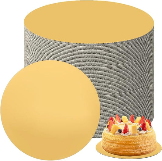 JCD Stunning Gold Color Cakeboard,40 Packs Cakes Boards 8 inch Round,Food-Graded Corrugated Cardboard,Waterproof and Oil-Proof Cake Plate for Cake DIY (Gold, 8inch/40Pcs)