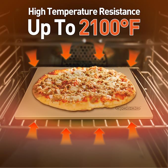 Pizza Stone For Oven and Grill 13 Inch, Baking Stone For Bread Thermal Shock Resistant BBQ Grilling Square Pizza Pan Cordierite Cooking Pan with PE Scraper