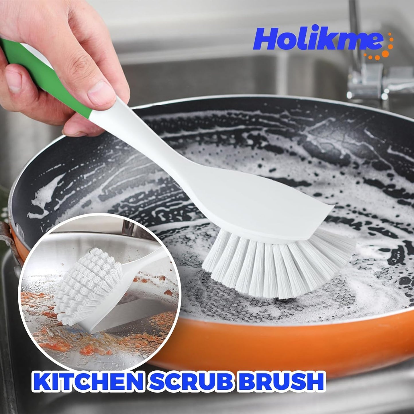 Holikme 6Pack Kitchen Cleaning Brush, Green