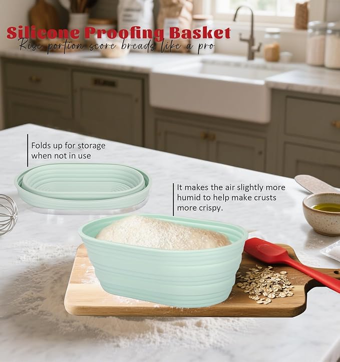 Dutch Oven for Bread Baking-3.6QT Oval Cast Iron Pot Bread Pan with Lid-Sourdough Bread Baking Supplies Starter Kit