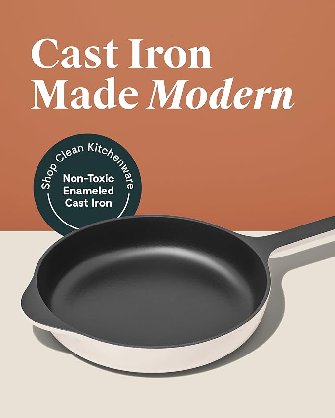 Caraway Cast Iron Skillet - 10.5” Enameled Cast Iron Pan With 3 Layer Enamel Coating - No Seasoning Required - Compatible With All Stovetops - Free From Forever Chemicals - Rust