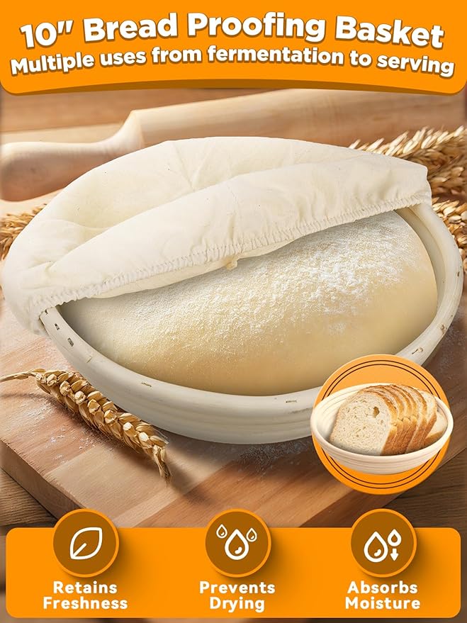 Dutch Oven Bread Baking Pot with Lid 6QT Cast Iron Design & Complete Sourdough Kit (Banneton Basket, Dough Tools, Silicone Sling) for Artisan Bread Making