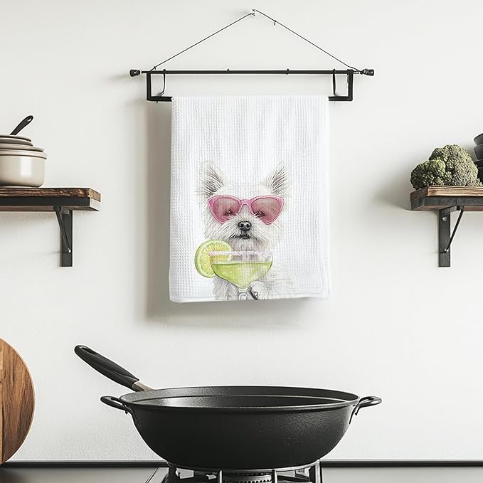 Cabana Bro Westie Gifts Kitchen Towels, Westie Gifts for Westy Lovers Decorative Hand Towels for Bathroom, Funny West Highland White Terrier Cocktail Tequila Dish Tea Towels for Kitchen, 16x24 Inch