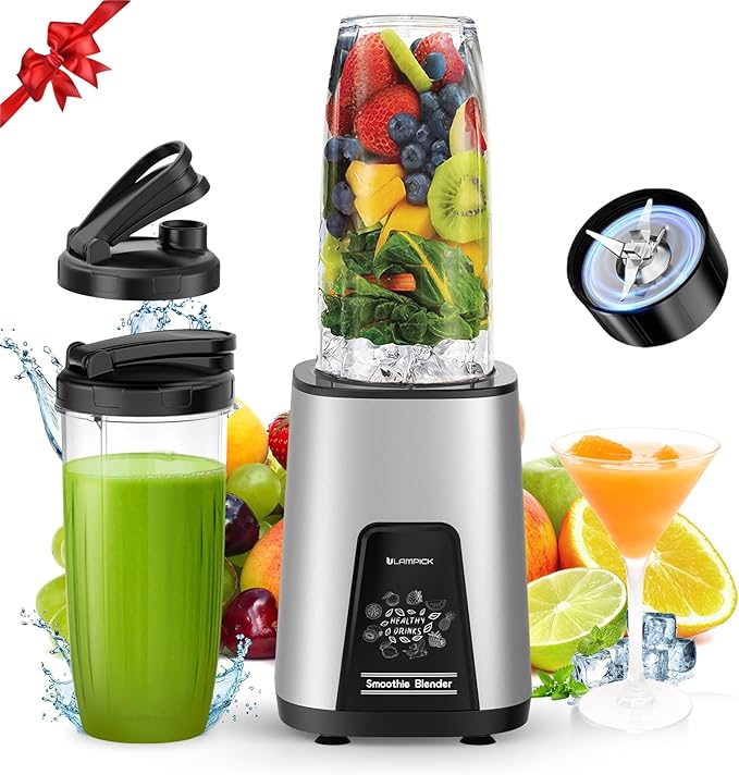 Blenders for Smoothie, 900W Personal Blender for Shakes and Smoothies with 2 * 22oz BPA Free Portable Cups, Small Juicer for Protein Shake, Baby Food, Frozen Drink
