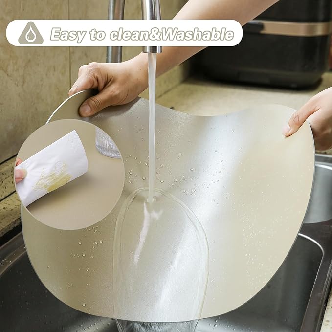 Oval Faux Leather Placemats Set of 6,Reversible PU Placemat for Dining Table,Waterproof Heat Resistant Wipeable Anti Slip Table Mats,Modern Table Protectors(Grey and Gold)