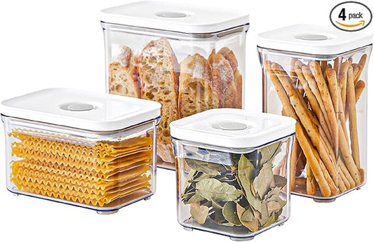 Premium Airtight Food Storage Containers 4-piece/Set, BPA Free, 100% Leak Proof, Keep food fresh up to 5 times longer than non-vacuum storage