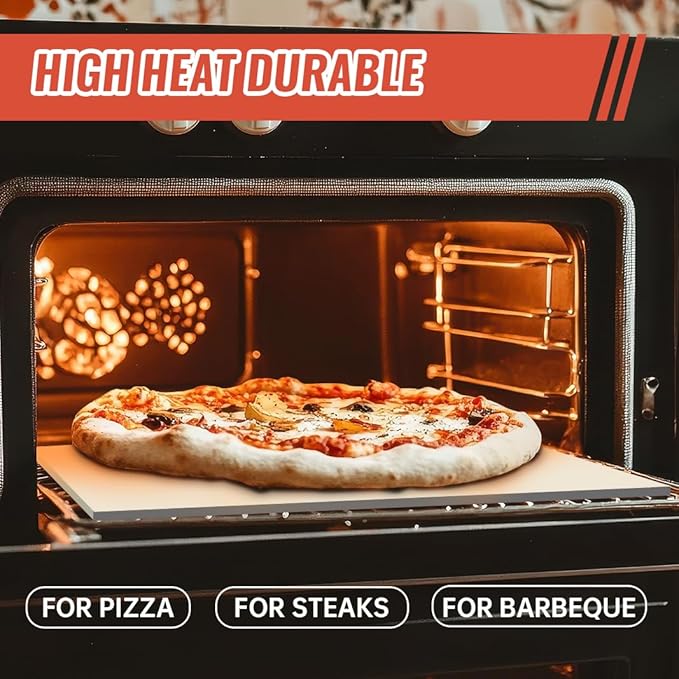24'' Large Pizza Stone Baking Stone Cordierite Bread Stone for Oven Grill, Thermal Shock Resistant, Ideal for Baking Different Sizes of Pizzas or Bread 24’‘x17 3/4''