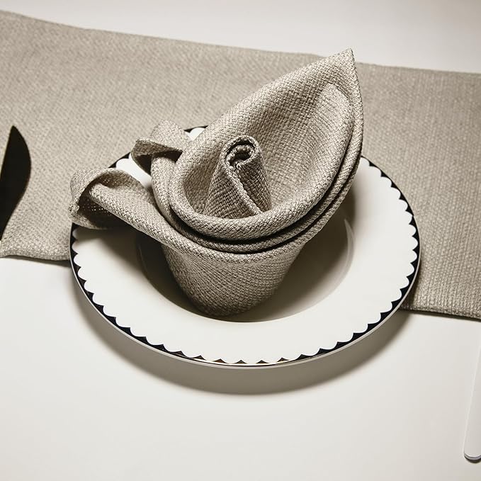 BALCONY & FALCON Cloth Napkins Set of 6 Washable Linen Napkins Absorbent Wrinkle-Free Fabric Napkins Bulk for Dinner Wedding Party Easter Thanksgiving Christmas Banquet (Beige 17.7"x17.7")