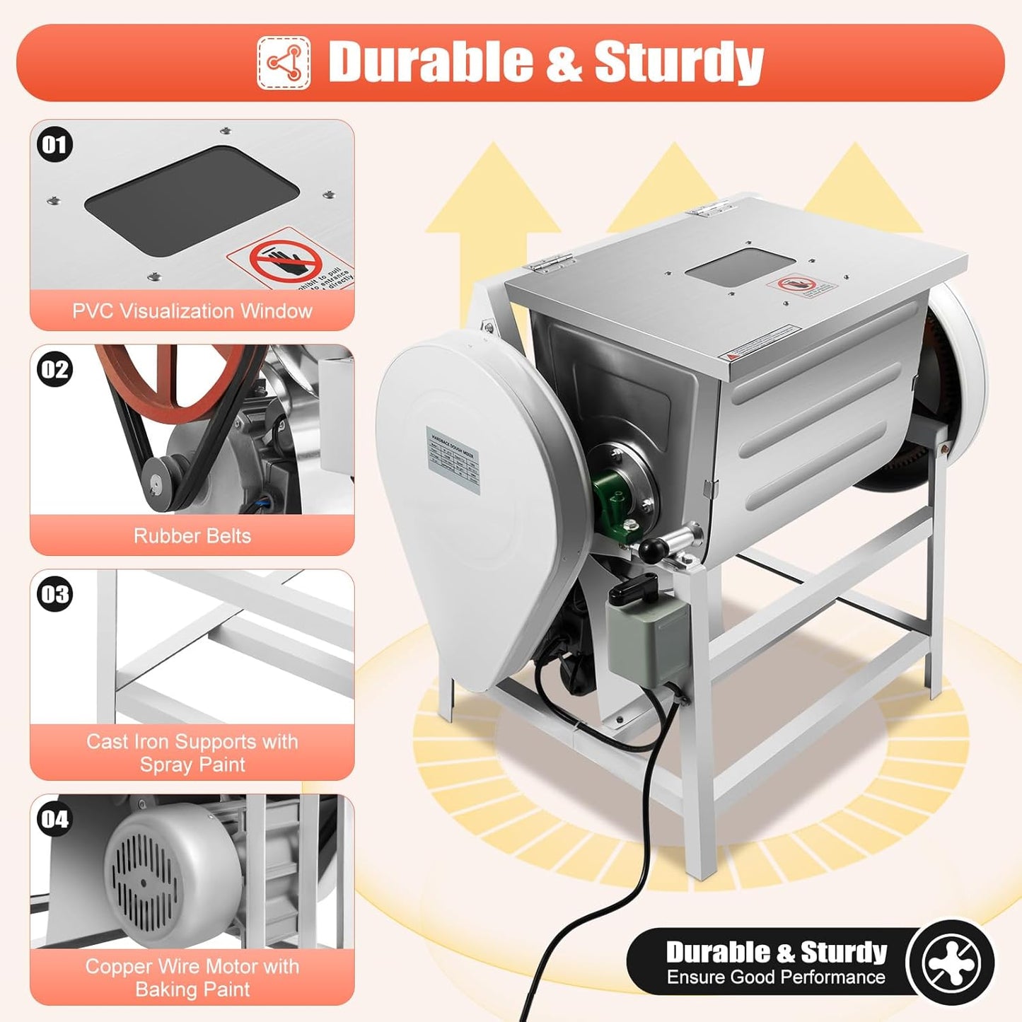 Commercial Dough Mixer Electric, 30Qt 1500W 201 Stainless Steel Large Dough Maker Machine, Heavy Duty Flour Mixing Machine, Bread Mixer for Restaurant School Bakery