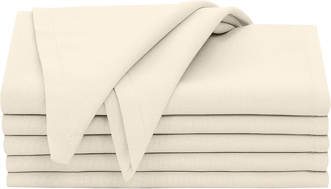 Ruvanti Cloth Napkins Set of 6, 18x18 Inches, 100% Cotton, Washable, Soft & Absorbent, Perfect for Wedding, Christmas, ‎Thanksgiving Dinners - Antique White