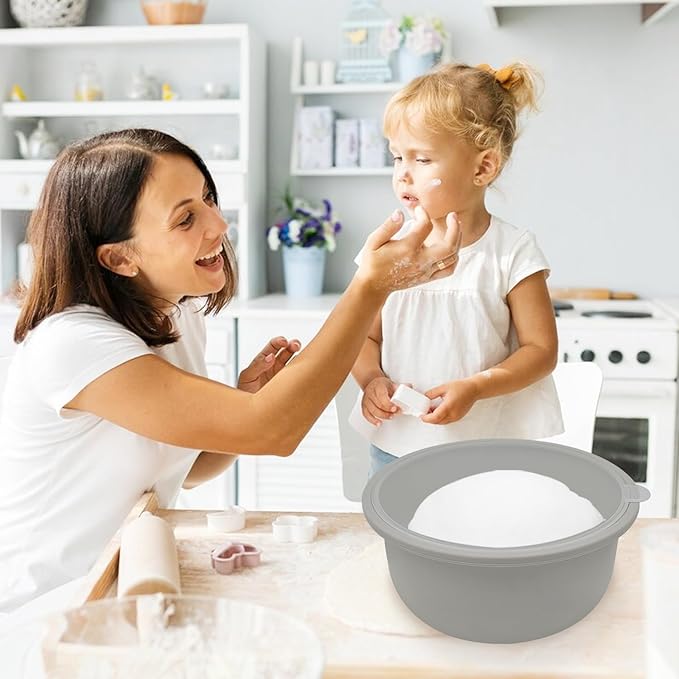 3Pcs Stackable Silicone Pizza Dough Proofing Proving Containers with Lids,Pizza Dough Proofing Box 700ml For Home Kitchen | Make 12" Pizzas (Grey)