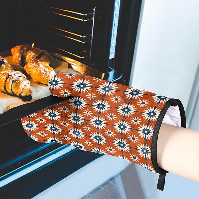 Oven Mitts Pot Holders Set 3 for Kitchen, Boho Mandala Insulation Oven Gloves Heat Resistant Pot Pads Cook Essentials Accessories for BBQ Baking Cooking Kitchen Decor Gifts for Women