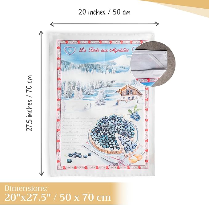 Maison d' Hermine Kitchen Towels Set of 3 100% Cotton 27.50" x 20" Reusable Cloth Tea Dish Towels Absorbent with Hanging Loop for Kitchen, Home, Dining, Cocktail Parties Spring/Summer (Mulhouse)