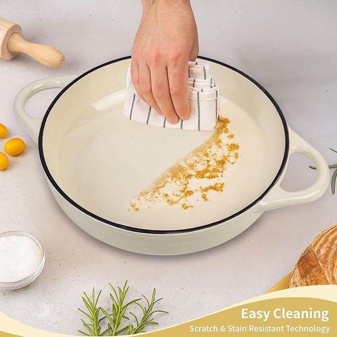 Dutch Oven for Bread Baking, 5.4 Quart Dutch Enameled Cast Iron Bread Oven, Dutch Oven for Sourdough Bread Baking, Oven Safe up to 500° F, 25 cm White