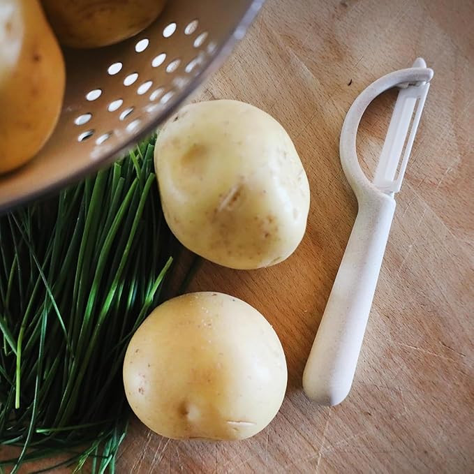 Beille 7pc Wheat Straw Complete Kitchen Utensils Set, Cream