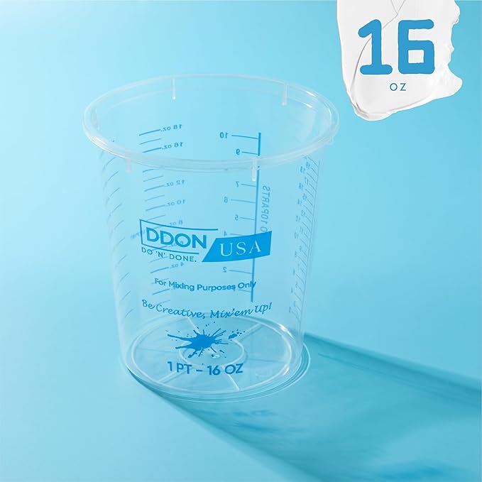 16 Oz Disposable Measuring Cups for Resin, Pack of 10 Clear Graduated Plastic Mixing Resin Epoxy Measuring Cups, Reusable Use for Paint, Epoxy Resin, Art, Kitchen - Liquid Mixing Cups