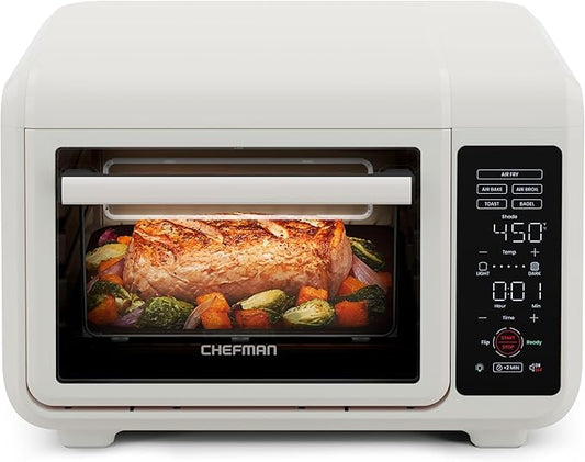 Chefman Air Fryer Toaster Oven Combo, Countertop Oven for Quick & Healthy Meals, Bake, Broil, Air Fry, Toast, and Bagel Functions, 450°F Max Temp, 4 Slice Toaster Oven Air Fryer Combo – Ivory