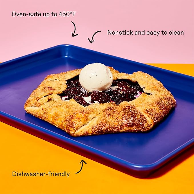 Great Jones Holy Sheet Pan (Blueberry) | Nonstick, Half-Sheet Pan | Aluminized Steel, 18.5" x 13.5" | for Baking, Roasting, & Broiling | Premium Bakeware with Even Heat Distribution | Dishwasher-Safe