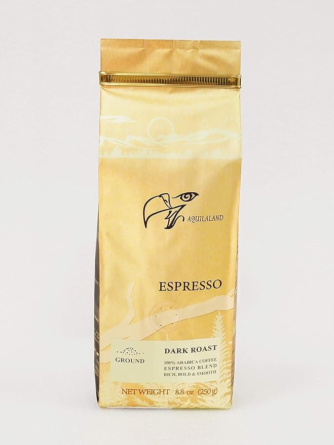 Aquilaland Premium Espresso, Dark Roast, 100% Arabica, 8.8 Ounce (Ground Coffee)